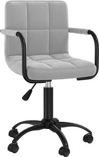 Fotel biurowy, krzesło biurowe vidaXL Obrotowe krzesło biurowe, jasnoszare, tapicerowane aksamitem - Fotele i krzesła biurowe - miniaturka - grafika 4