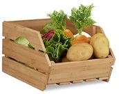 Pudła i pojemniki do przechowywania - Relaxdays uniwersalny stosy skrzynka wykonana z drewna bambusowego, otwarte pudełko do przechowywania, stabilny, stosy Box wys. x szer. x gł.: 20,5 x 27 x 38 cm, naturalny 10022220 - miniaturka - grafika 1