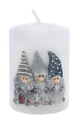 Oświetlenie świąteczne - SWIECE ARTMAN Boże Narodzenie Świeca ozdobna Gnomy walec mały biały 1szt - miniaturka - grafika 1