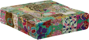 vidaXL Kwadratowy puf patchworkowy, bawełna, 50x50x12 cm, zielony - Pufy i podnóżki - miniaturka - grafika 4