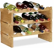 Akcesoria do wc - Relaxdays Regał na wino  można układać w stos, bambusowy stojak na butelki na wino, rozszerzalny stojak na wino, wiele poziomów, naturalny (10023410_348) - miniaturka - grafika 1
