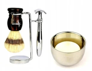 Zestaw Do Golenia Pędzel Stojak Maszynka Żyletki - Zestawy kosmetyków męskich - miniaturka - grafika 4