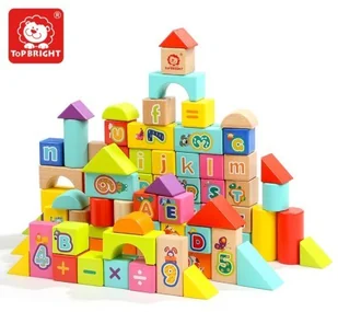 Brimarex Top Bright Klocki drewniane alfabet cyfry 80el - Klocki - miniaturka - grafika 2