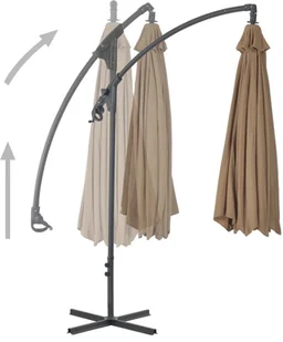 vidaXL Parasol wiszący ze stalowym słupkiem, 300 cm, kolor taupe - Parasole ogrodowe - miniaturka - grafika 5