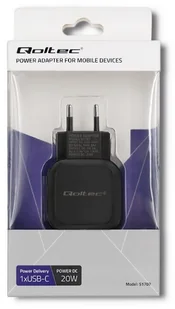 Qoltec ŁADOWARKA SIECIOWA USB TYP C, PD, 5V, 3A, 20W, CZARNA 2_361504 - Ładowarki do telefonów - miniaturka - grafika 4
