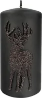 Oświetlenie świąteczne - Artman Artman ARTMAN Boże Narodzenie Świeca ozdobna Jeleń czarna walec mały 1szt 981216 - miniaturka - grafika 1