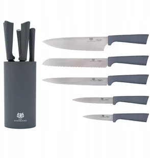 Zestaw Noży Kuchennych szary komplet 5 Blok noże - Noże kuchenne - miniaturka - grafika 3