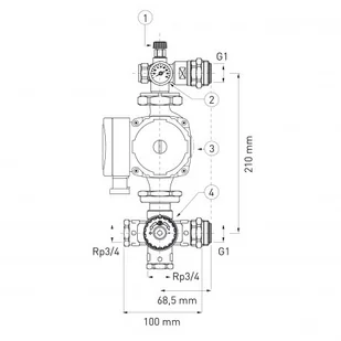 Ferro Grupa mieszająca do rozdzielacza 1" z pompą GM60GPA GM60GPA - Akcesoria grzewcze - miniaturka - grafika 2