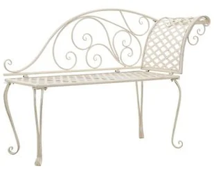 vidaXL Metalowy szezlong ogrodowy z ozdobną ramą, antyczna biel - Ławki ogrodowe vidaXL Metalowy szezlong ogrodowy z ozdobną ramą, antyczna biel - Ławki ogrodowe - miniaturka - grafika 2