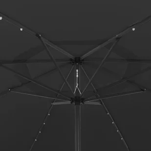 vidaXL Parasol ogrodowy z LED i metalowym słupkiem, 400 cm, czarny 312536 - Parasole ogrodowe - miniaturka - grafika 2
