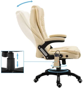 Fotel biurowy, krzesło biurowe vidaXL Krzesło biurowe z masażem, kremowe, sztuczna skóra - Fotele i krzesła biurowe - miniaturka - grafika 5