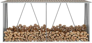 vidaXL Wiata na drewno, stal galwanizowana, 330 x 84 x 152 cm, brązowa - Garaże i wiaty - miniaturka - grafika 2