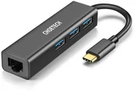 Huby USB - Choetech Choetech wielofunkcyjny HUB 4w1 USB Typ C 3x USB 3.0 / Ethernet RJ-45 szary (HUB-U02BK) - miniaturka - grafika 1