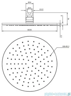 Omnires Slimline deszczownica mosiężna 25cm antracyt WG125CAT | - Deszczownice - miniaturka - grafika 2