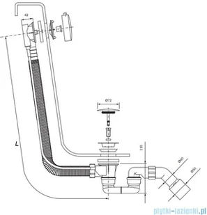 Omnires syfon wannowy automatyczny złoty TK104-PLUS-3.04+64-SGL | - Syfony - miniaturka - grafika 2