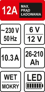 Sthor PROSTOWNIK 6/12V 12A 210Ah LEDOWY WSKAŹNIK NAŁADOWANIA 82544 82544 - Narzędzia warsztatowe - miniaturka - grafika 4