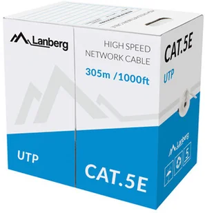 LANBERG kabel instalacyjny UTP kat 5e linka CCA 305m szary LCU5-11CC-0305-S - Kable miedziane - miniaturka - grafika 4