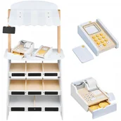 Zabawki AGD - Mamabrum Warzywniak - drewniany stragan ze skrzynkami, kasą i terminalem WOODEN MARKET CA1297 - miniaturka - grafika 1