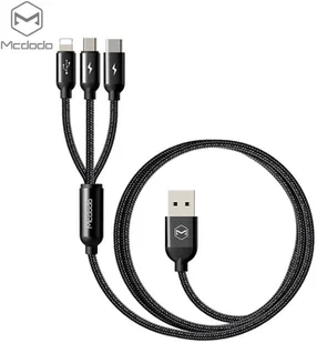 Mcdodo kabel Atom 3w1 (USB - Lightning/USB-C/microUSB) (1,2 m) CA-3352 czarny - Kable USB - miniaturka - grafika 2