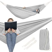 Hamaki - Hamak dwuosobowy 200x150cm bujak ogrodowy 200kg jasnoszary HM039 - miniaturka - grafika 1