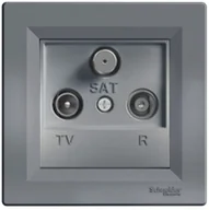 Gniazdka elektryczne - Schneider Electric Gniazdo RTV-SAT Asfora końcowe stal EPH3501162 - miniaturka - grafika 1