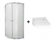 Kabiny prysznicowe - Invena Zestawy Kabina półokrągła 90x90x180 + brodzik Alex, AK-46-191+BAA-90 AK-46-191+alex90 - miniaturka - grafika 1
