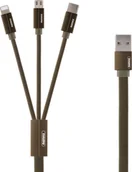 Kable komputerowe i do monitorów - REMAX Kabel USB Kerolla RC-094th płaski kabel 3w1 USB micro USB Lightning USB-C w materiałowym oplocie 2.4A 1M zielony uniwersalny 1573-74475_20190322104857 - miniaturka - grafika 1