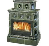 Piece wolnostojące - ABX Piecyk kaflowy Karelie Z Płaszczem Wodnym zielony/biały/brąz - miniaturka - grafika 1