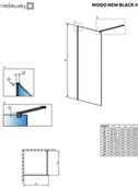 Ścianki i drzwi prysznicowe - Radaway Modo New Black II Kabina prysznicowa Walk-In 160x200 cm profile czarne szkło przejrzyste z powłoką EasyClean 389164-54-01 - miniaturka - grafika 1