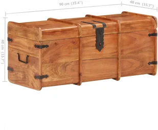 vidaXL Skrzynia, 90x40x40 cm, lite drewno akacjowe vidaXL - Pudła i pojemniki do przechowywania - miniaturka - grafika 24