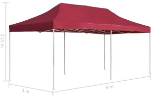 vidaXL Profesjonalny, składany namiot imprezowy, 6 x 3 m, czerwony - Pawilony ogrodowe - miniaturka - grafika 15