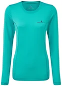 Bluzy sportowe damskie - RONHILL RONHILL Koszulka do biegania damska z długim rękawem WOMENS TECH L/S TEE turkusowa - miniaturka - grafika 1