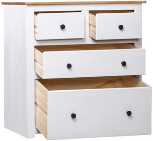 vidaXL Szafka, biała, 80 x 40 x 83 cm, drewno sosnowe, seria Panama vidaXL - Szafki do salonu - miniaturka - grafika 3