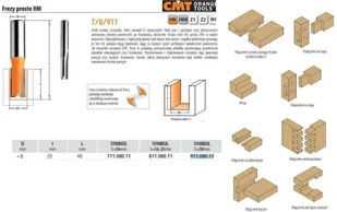 CMT FREZ PROSTY KRÓTKI HM D= 8 I=20 L=48 S=8 CMT911.080.11 - Frezy - miniaturka - grafika 2