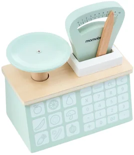 Mamabrum Duży, drewniany sklep - stragan i teatr 2w1 z wagą, terminalem płatniczym, warzywami i owocami MARKET CA1208 - Zabawki interaktywne dla dzieci - miniaturka - grafika 3