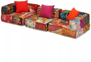 vidaXL Patchworkowa sofa modułowa, 3-osobowa - Sofy i kanapy vidaXL Patchworkowa sofa modułowa, 3-osobowa - Sofy i kanapy - miniaturka - grafika 6