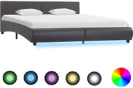 Łóżka - vidaXL Rama łóżka z LED, szara, sztuczna skóra, 160 x 200 cm - miniaturka - grafika 1