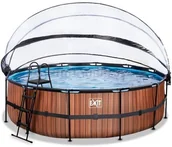 Baseny ogrodowe - Exit Basen Wood 488 x 122cm z dachem typu kopuła drabinka + pompa wysoki 30.47.16.10 - miniaturka - grafika 1