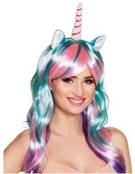 Dodatki do strojów karnawałowych - Boland Peruka party "Jednorożec z rogiem i uszami" kolorowa BOLAND 85818 - miniaturka - grafika 1