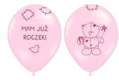 Party Deco Balony z nadrukiem dla dziewczynki "Mam już roczek" - 37 cm - 50 szt. SB14P-221-081J - Baby shower i roczek Party Deco Balony z nadrukiem dla dziewczynki "Mam już roczek" - 37 cm - 50 szt. SB14P-221-081J - Baby shower i roczek - miniaturka - grafika 2