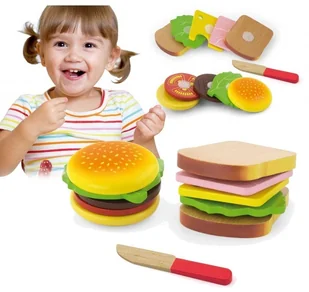 VIGA Toys Zestaw Do Krojenia Hamburger i Kanapka 50810 - Zabawki AGD - miniaturka - grafika 2