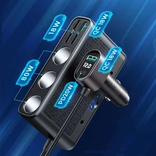 Joyroom Ładowarka samochodowa rozdzielacz Joyroom JR-CL06 Car Charger PD 154W QC 3.0 Black 11675X1 - Ładowarki samochodowe - miniaturka - grafika 3