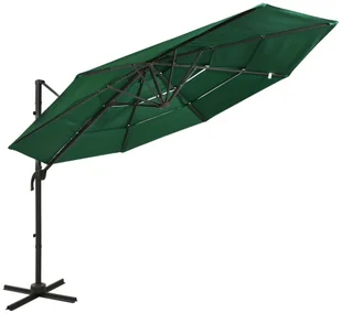 vidaXL 4-poziomowy parasol na aluminiowym słupku, zielony, 3x3 m 313829 - Parasole ogrodowe - miniaturka - grafika 2