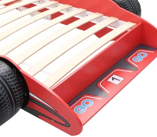 vidaXL Łóżko dziecięce w kształcie samochodu, 90x200 cm, czerwone vidaXL - Łóżka dla dzieci i młodzieży - miniaturka - grafika 11