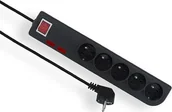 Listwy zasilające - Elgotech Listwa zasilająca Przedłużacz przeciwprzepięciowy 5 gniazd z/u czarny 5m PSF2-505-2 - miniaturka - grafika 1