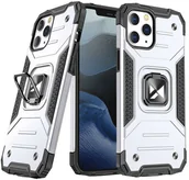 Etui i futerały do telefonów - Wozinsky Ring Armor pancerne hybrydowe etui pokrowiec + magnetyczny uchwyt iPhone 13 Pro Max srebrny - miniaturka - grafika 1