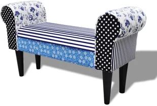 vidaXL Patchworkowa Ławka, wiejski styl niebiesko-biaa - Ławki do przedpokoju - miniaturka - grafika 3
