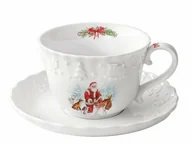 Ozdoby bożonarodzeniowe - Easy Life Nuova R2s ŚWIĄTECZNA FILIŻANKA PORCELANOWA ze SPODKIEM Święty Mikołaj w zimowym lesie - 250 ml R2461CARL - miniaturka - grafika 1