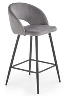 Taborety i hokery - Halmar Hoker tapicerowany szary velvet H96 na czarnych stalowych nogach - miniaturka - grafika 1