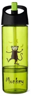 Bidony dla dzieci - CARL OSCAR Carl Oscar Kids Bottle 2in1 Bidon z pojemnikiem na przekąski 2w1 Lime - Monkey - miniaturka - grafika 1